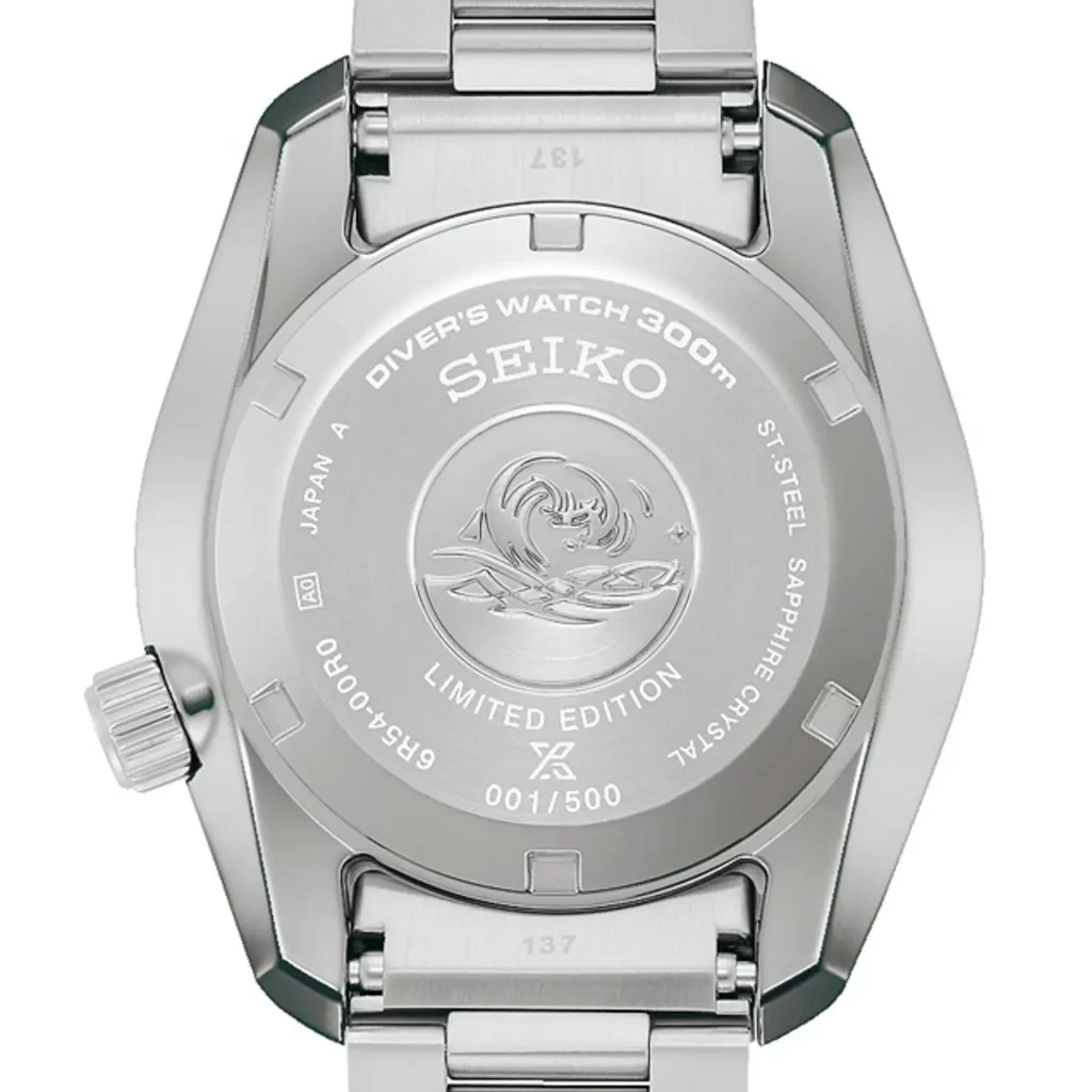 Caseback of the Seiko Prospex 1968 Heritage Diver GMT 