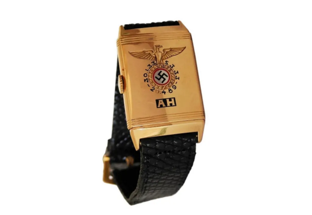 back of the hitler watch with nazi inscription and symbols