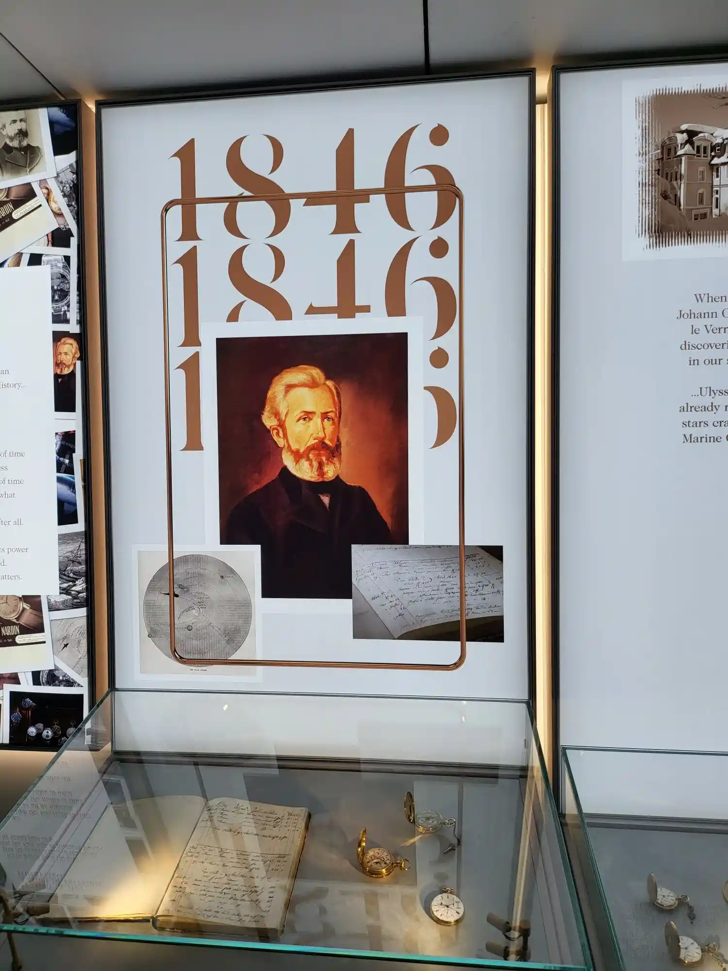 Display at the Ulysse Nardin Musseum with the portrait of the founder