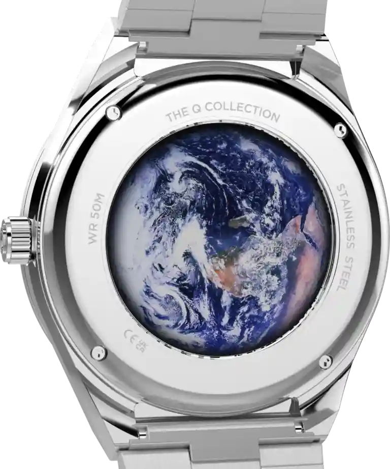 Caseback with the earth image from Q Timex NASA